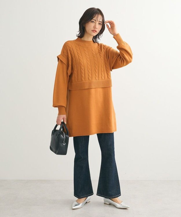 Green Parks ケーブルドッキングニットチュニック Orange