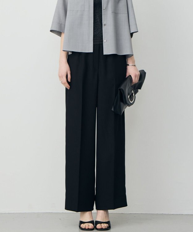 ICB 【WEB限定カラーあり】FluidBackSatin ワイドパンツ ブラック