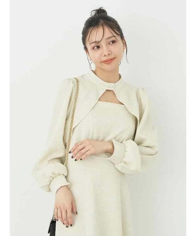 earth music&ecology ＳＥＴ２点ジャガードボレロ＋ワンピース Ecru