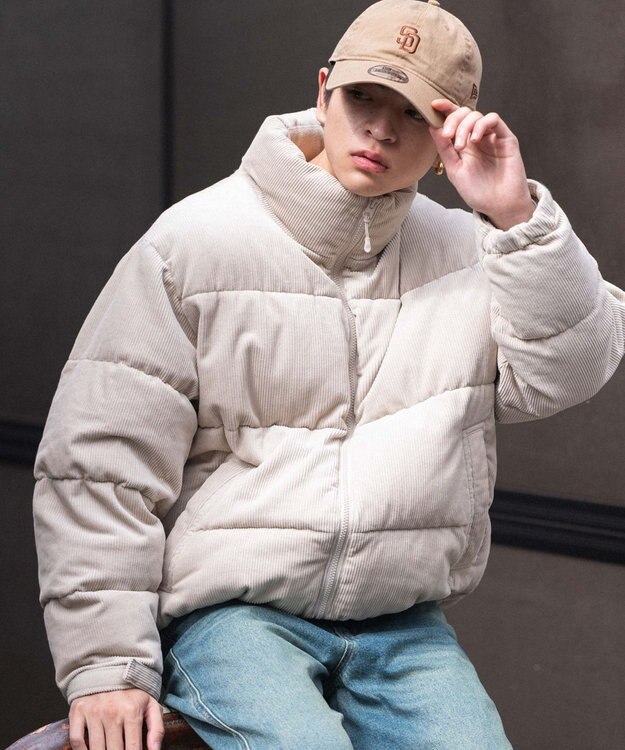 WEGO 【ユニセックス着用ITEM/MLサイズ展開】コーデュロイパファーブルゾン ライトベージュ