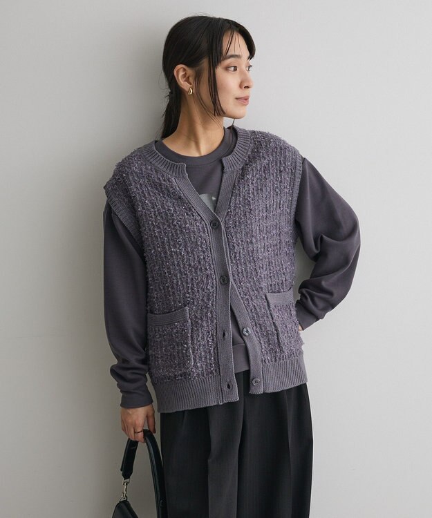 CRAFT STANDARD BOUTIQUE ツイード編みニットベスト Deep Purple