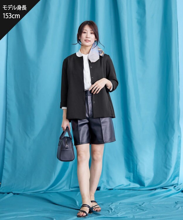 Tiaclasse L 【洗える】プリーツジャケット ブラック