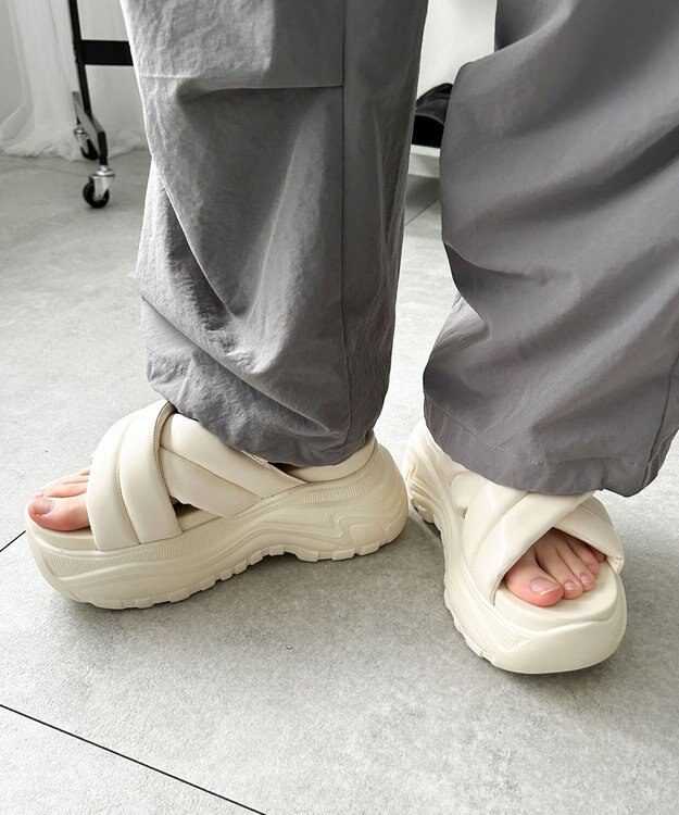 WEGO パテッドクロス厚底サンダル オフホワイト