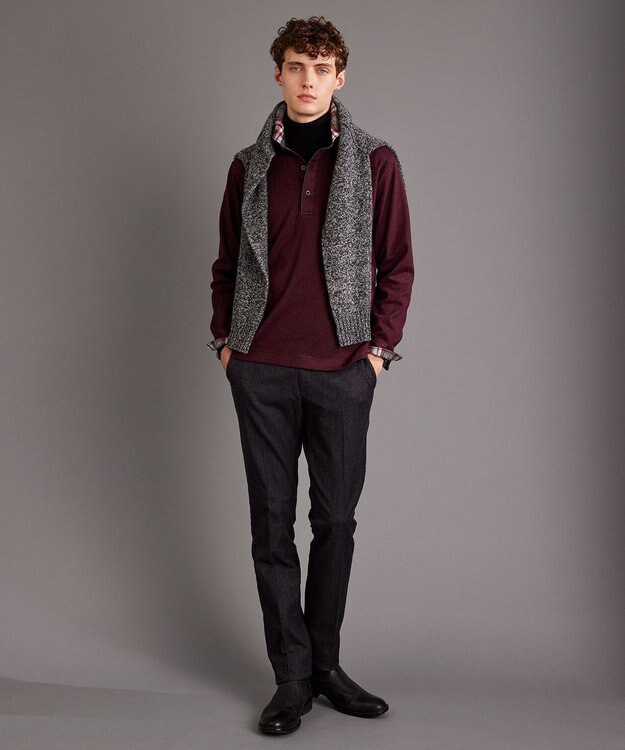 JOSEPH ABBOUD 【キングサイズ・保温性/滑らかな肌触り/多機能ポロシャツ】 ウィンターダディー ポロシャツ ワイン系4