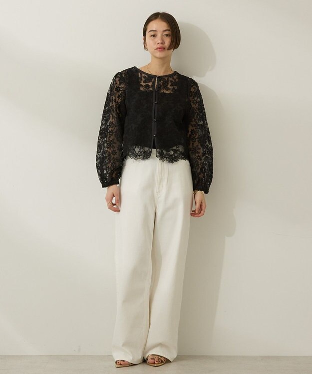 AMERICAN HOLIC 前後２WAYシアーレースブラウス Black