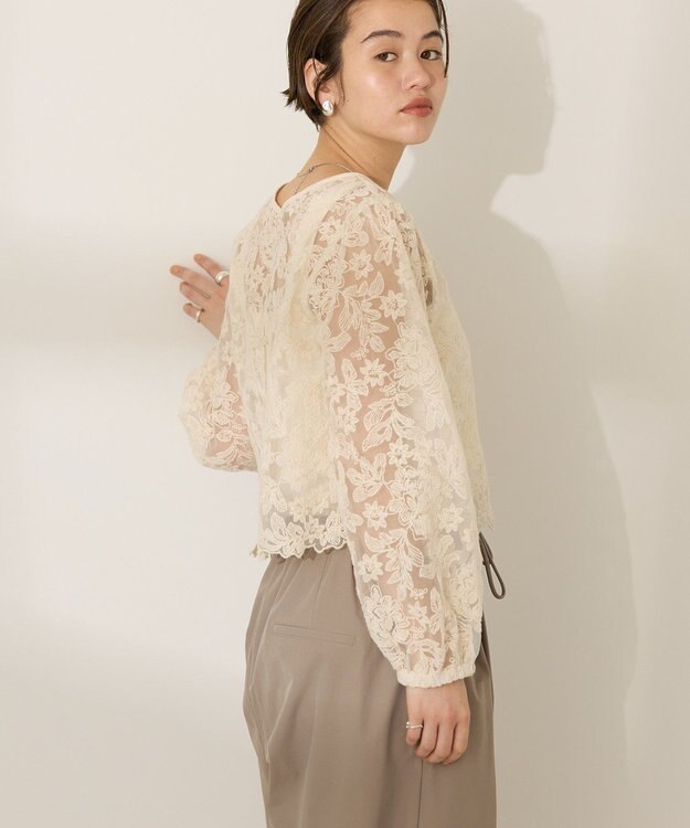 AMERICAN HOLIC 前後２WAYシアーレースブラウス Ivory