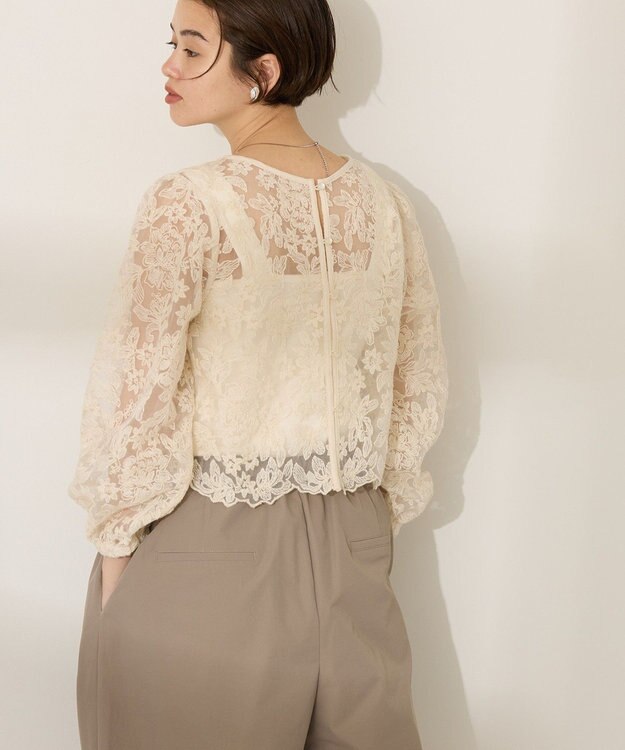 AMERICAN HOLIC 前後２WAYシアーレースブラウス Ivory