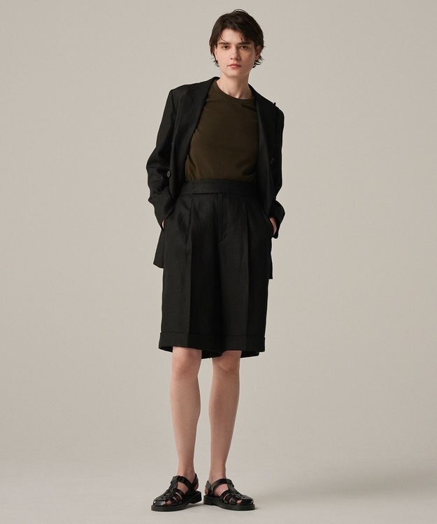 uncrave ヘリンボーン リネン ジャケット（uncrave WHITE） ブラック