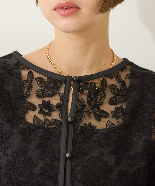 AMERICAN HOLIC 前後２WAYシアーレースブラウス Black