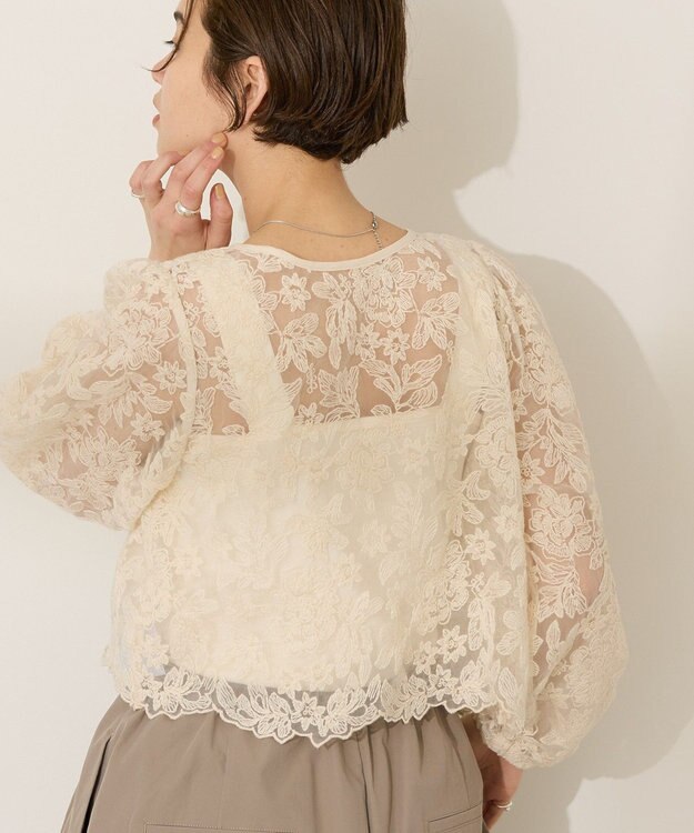 AMERICAN HOLIC 前後２WAYシアーレースブラウス Ivory
