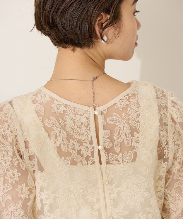 AMERICAN HOLIC 前後２WAYシアーレースブラウス Ivory