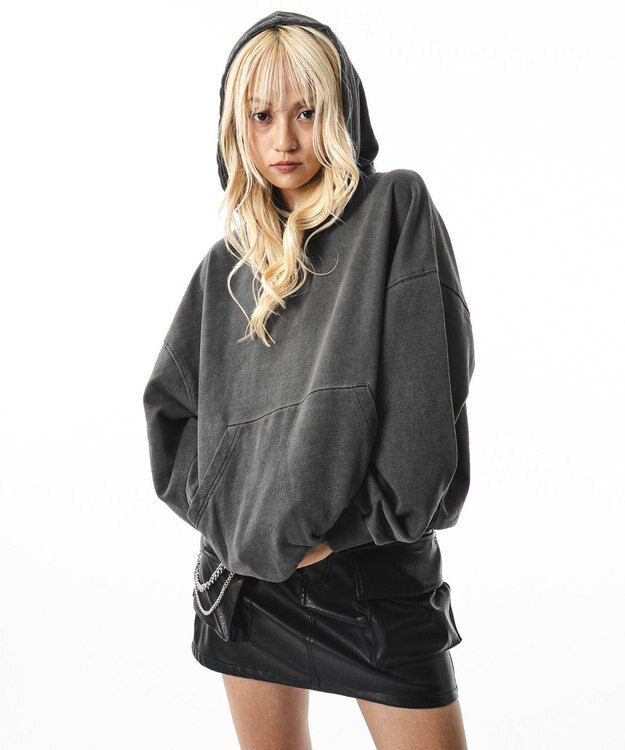 WEGO 【ユニセックス着用ITEM】バルーンクロップドプルパーカー ブラックその他