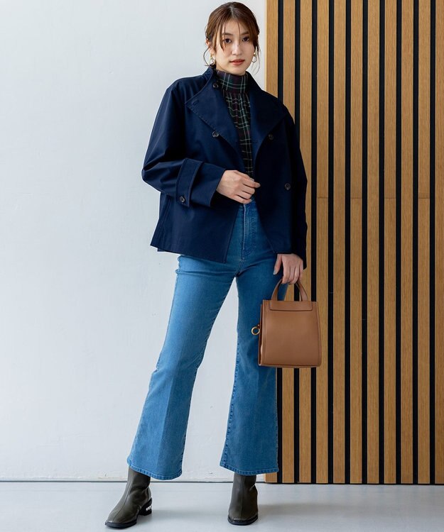 組曲 シアーツイルチェック ハイネックブラウス グリーン系9