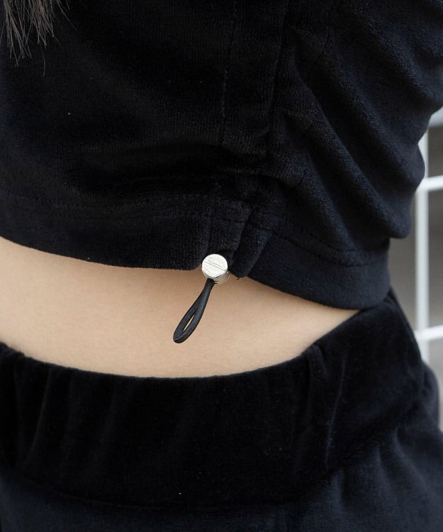 WEGO ベロアショートZIPパーカー ブラック