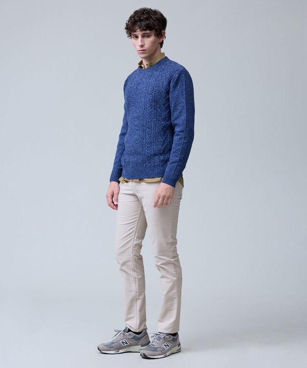 J.PRESS MEN ウール×カシミヤの上質素材【Cash Lamb's Wool】ケーブルクルーネック ニット_25年モデル ネイビー系