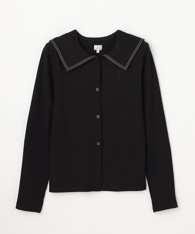 組曲 KIDS 【150-160㎝】セーラーカラー リブトップス ブラック