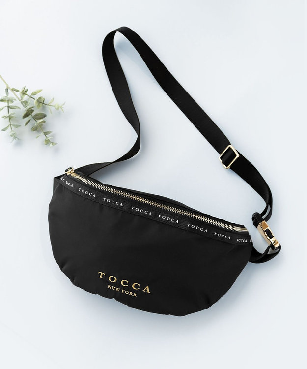 TOCCA ウエストポーチ ボディーバッグ リボン 黒 ゴールド 金具