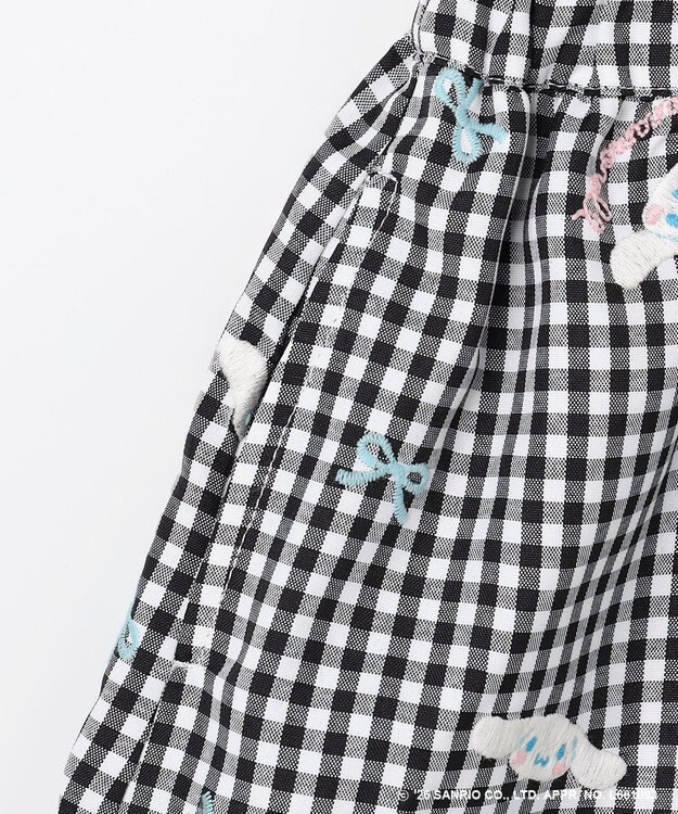 ANY KIDS 【シナモロール×ANY KIDS】刺繍 ギンガムキュロット ブラック×ギンガム