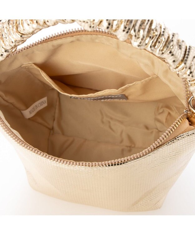 UNBILLION カシュカシュ cachecache / ギャザーハンドルメタリックミニショルダー ゴールド