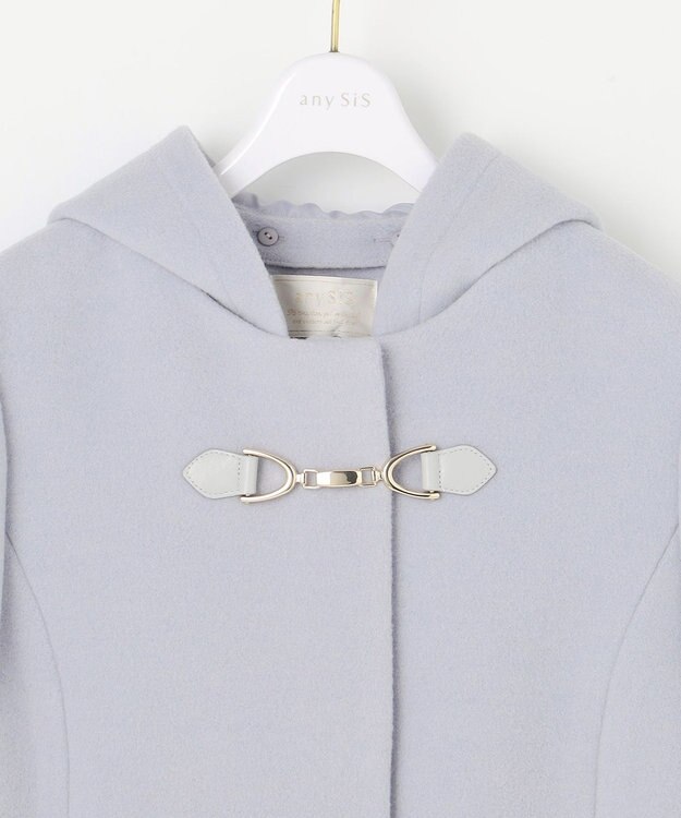 ANY SIS L 【2WAY】ファインウールモッサ ショートコート 【WEB・一部店舗限定】ライトブルー