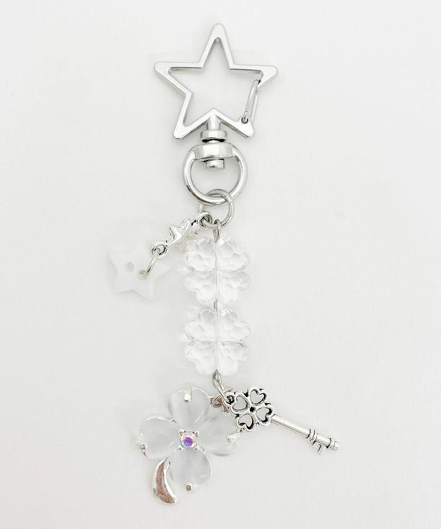 WEGO ビジュークローバービーズキーホルダー シルバー