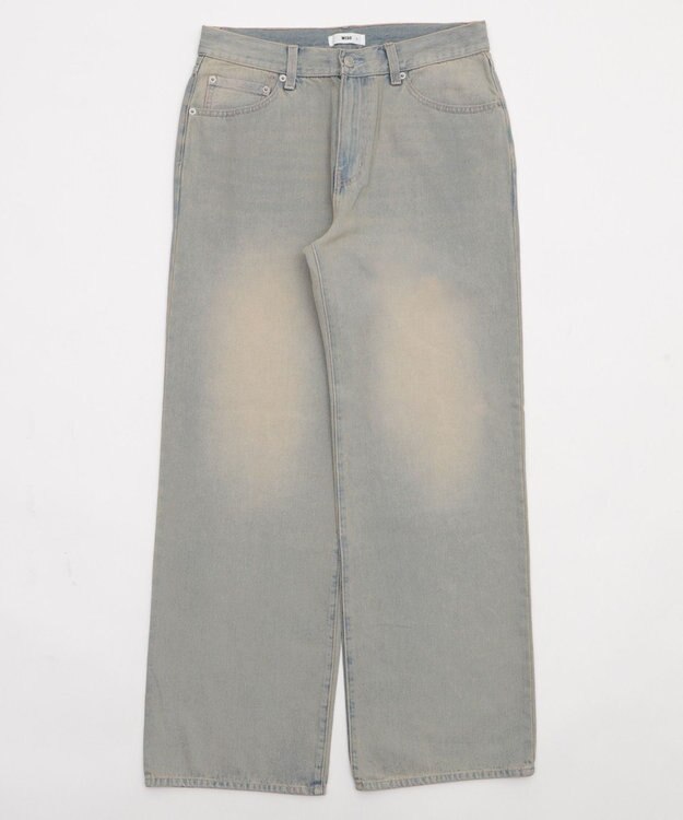 WEGO 【ウエスト調整可】ストレートデニムパンツ デニム淡加工色