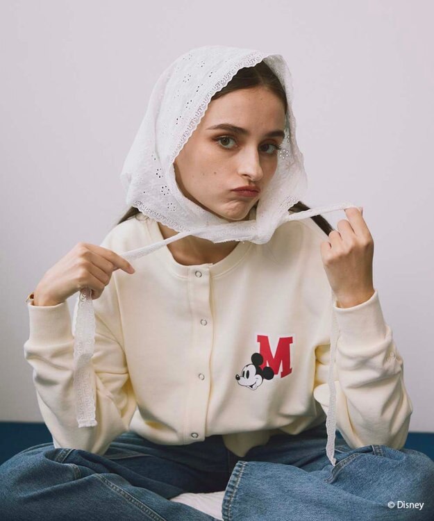 OP／FILA 【ocean pacific】ミッキー/裏毛カーディガン【Disney/ディズニー】 アイボリー