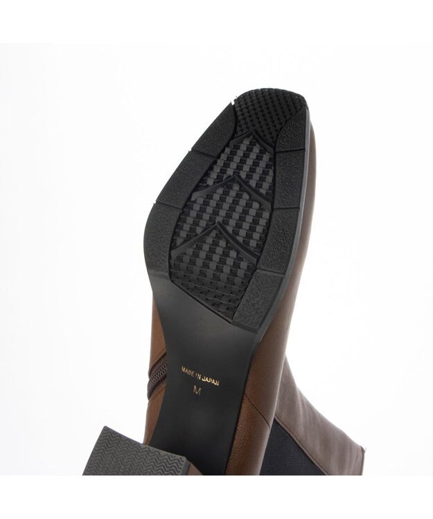 MODE ET JACOMO <carino>【レイン対応】フレアヒールサイドゴアブーツ ブラウン