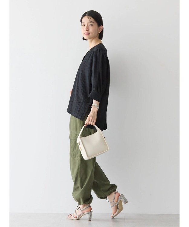 AMERICAN HOLIC 接触冷感　袖ボリュームブラウス Black