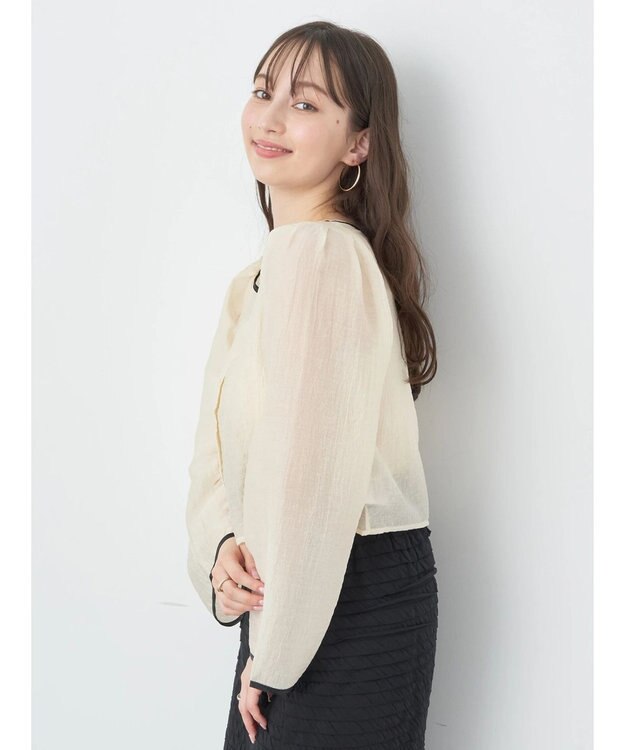 earth music&ecology シアーパイピングシャツ Ivory