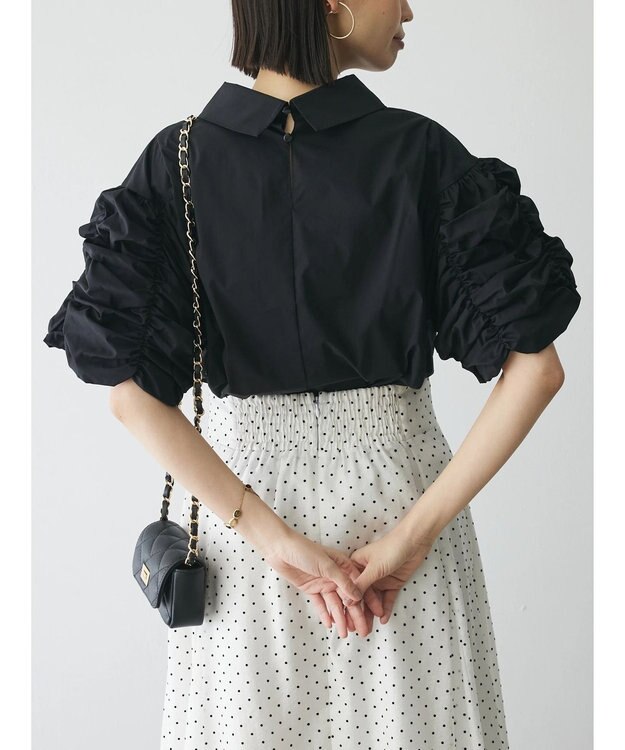 Green Parks AnriettMusee ギャザースリーブブラウス Black