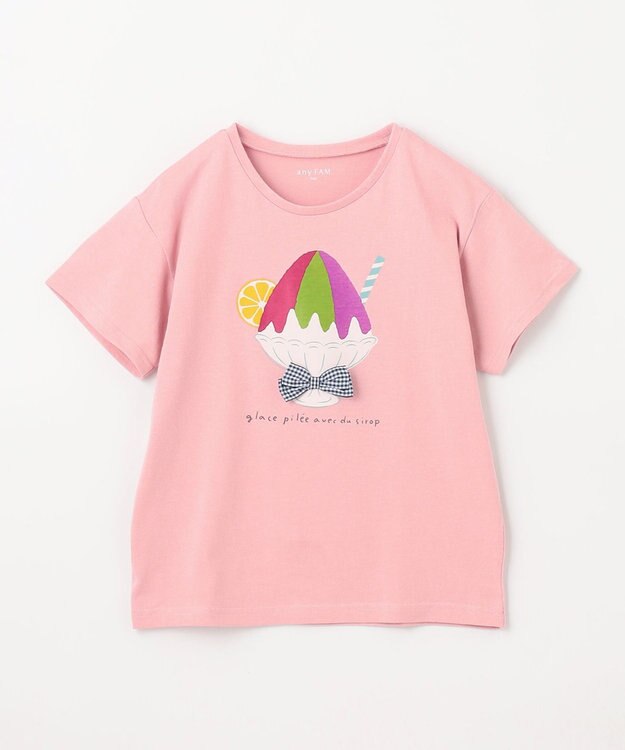 ANY KIDS 接触冷感 ミラクルプリント Tシャツ ピンク×かき氷