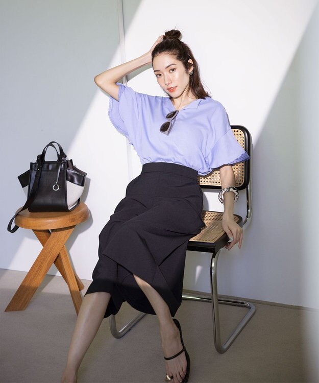 組曲 【洗える】ライトツイルストレッチ パンツ ネイビー系