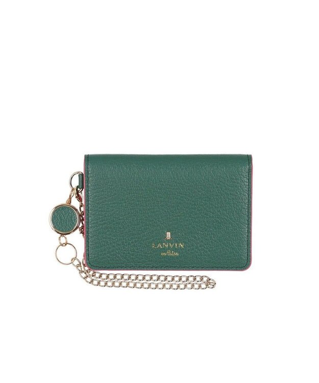 LANVIN en Bleu リム リール付き2面パスケース ダークグリーン