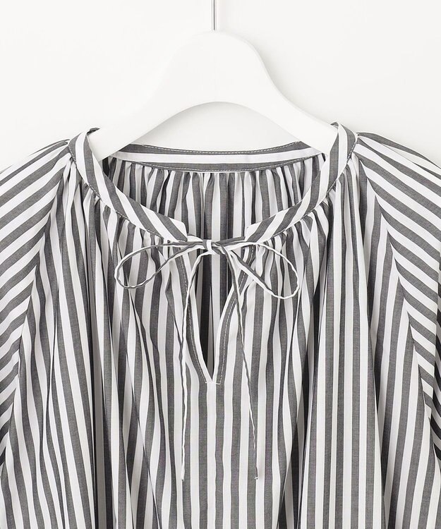 UNFILO 【洗える】イージーケア ボリュームスリーブブラウス ブラック系