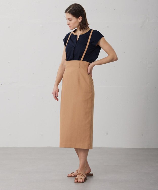 BEIGE， 【WEB限定】AUBIN / バイカラートップス Navy × Camel