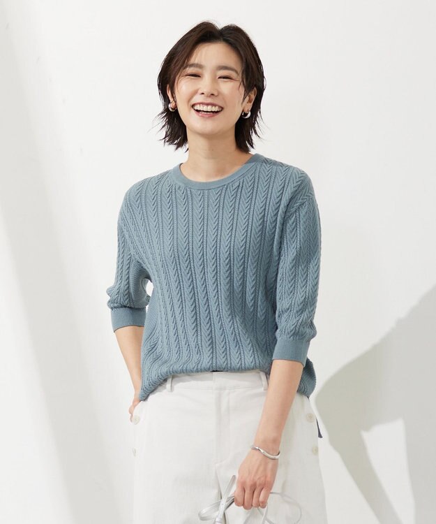 J.PRESS LADIES L 【洗える】 TSUBOMI WG ニット スモーキーグリーン系