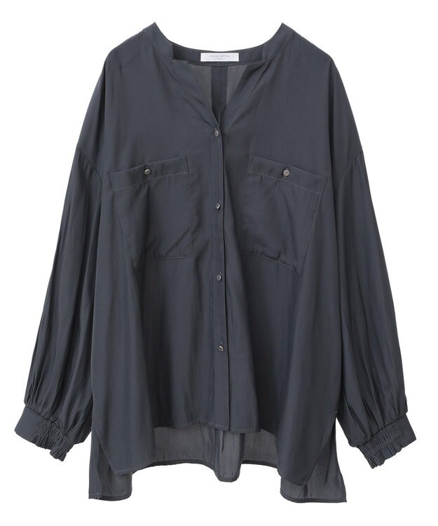 Green Parks サラフレブラウス（無地） Charcoal Gray