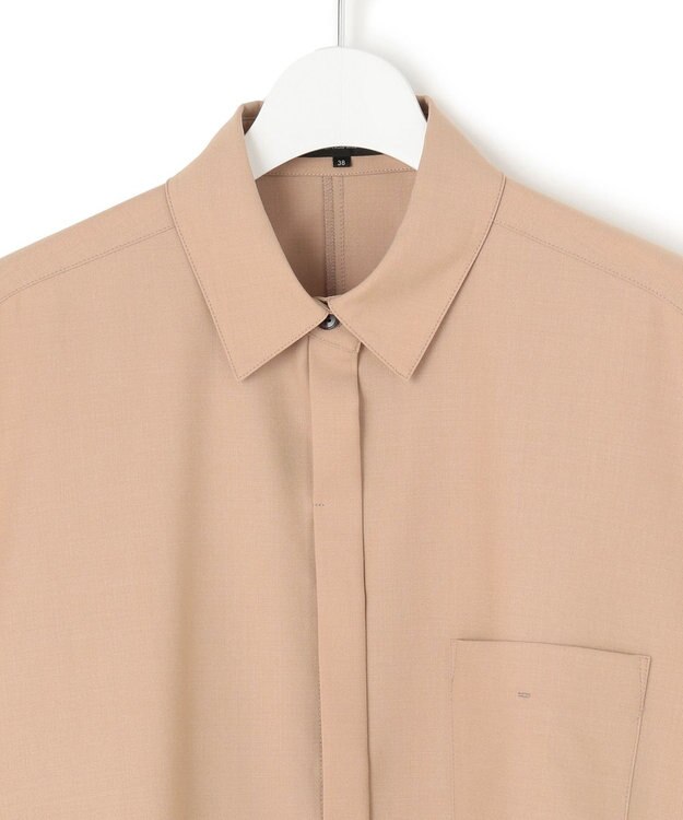 23区 L 【洗える】TWマットクロス ポンチョシルエット シャツ キャメル系