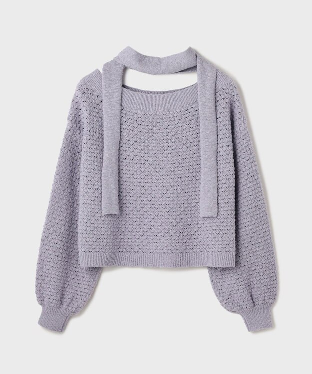 GRACE CONTINENTAL メッシュオーバーニットトップ ラベンダー