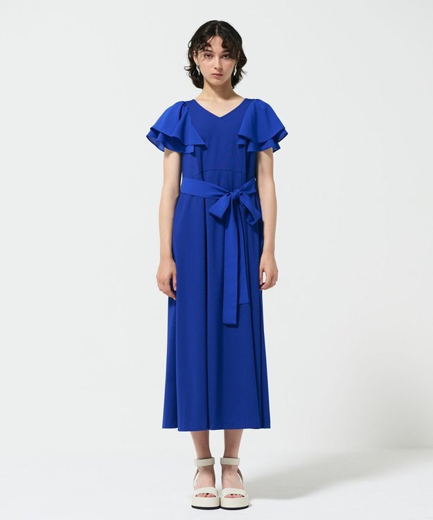 GRACE CONTINENTAL フリルスリーブカットワンピース ブルー
