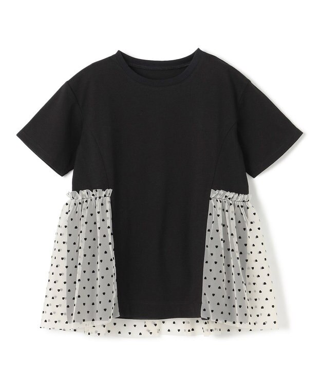 UNFILO 【110-150cm】アソート コンビTシャツ ブラック[裾チュール]