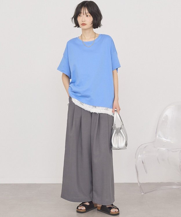 AMERICAN HOLIC 【接触冷感+UVカット】半袖コクーンカットプルオーバー Blue