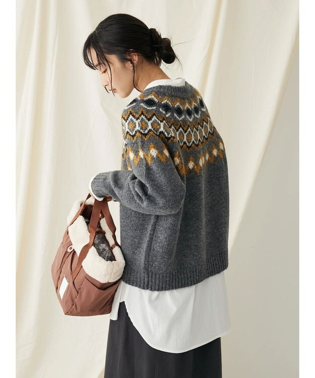 CRAFT STANDARD BOUTIQUE 求心柄ニットプルオーバー Gray