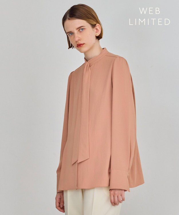 BEIGE， 【WEB限定・洗える】MIRABEAU / 2WAYストレッチボウタイブラウス D Nude