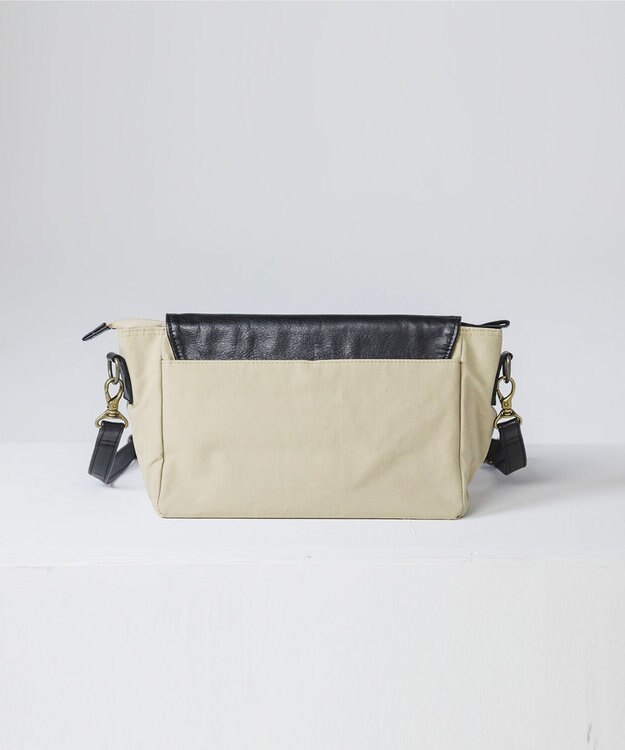 YUSHI EVER - FLAP SHOULDER ナイロン 本革 かぶせショルダーバッグ ベージュ
