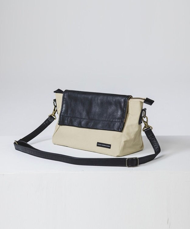 EVER - FLAP SHOULDER ナイロン 本革 かぶせショルダーバッグ / YUSHI