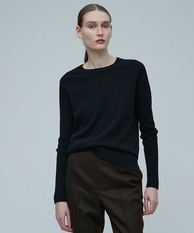 BEIGE， RIGNY / クルーネックニット Navy×Off Line