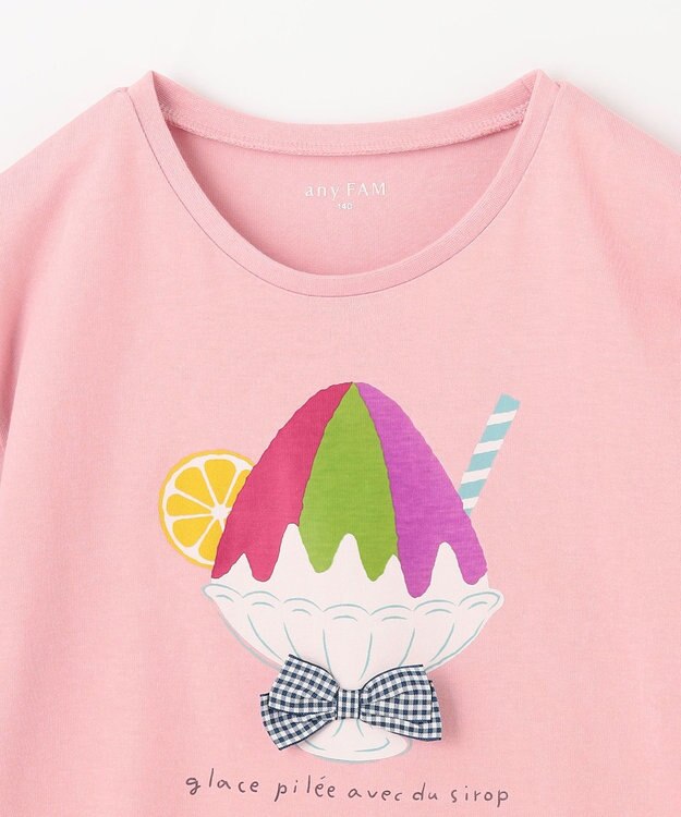 ANY KIDS 接触冷感 ミラクルプリント Tシャツ ピンク×かき氷