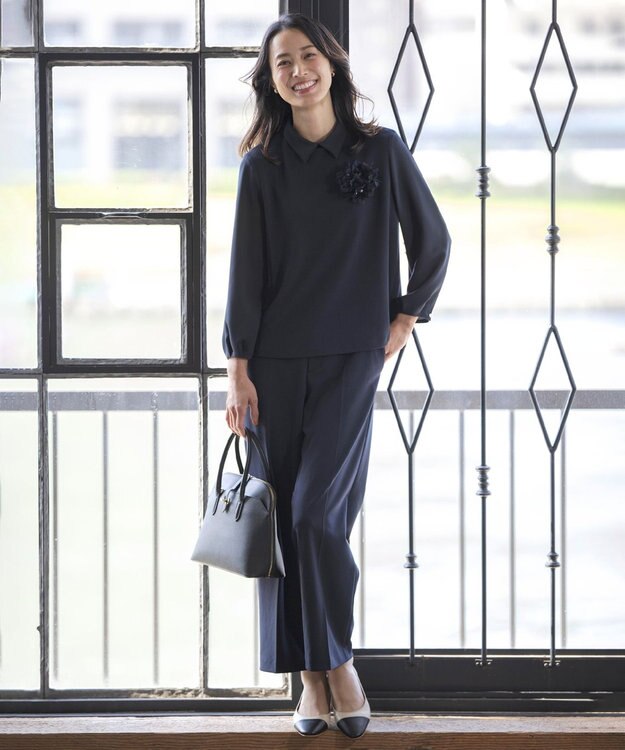 J.PRESS LADIES S ジョーゼットジャージー カットソー ネイビー系